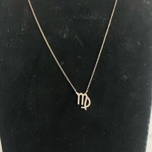 NWT 14K Gold Zodiac Virgo Diamond Pendant Necklace
